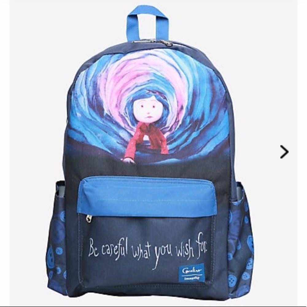 LOUNGEFLY CORALINE BACKPACK & OTHER WORLD KEY RING - Picture 2 of 10